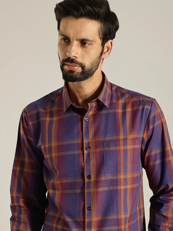 Indian Terrain Men's Slim Fit Full Sleeve Checkered Multicolor Shirt Indian Terrain Men's Slim Fit Full Sleeve Checkered Multicolor Shirt